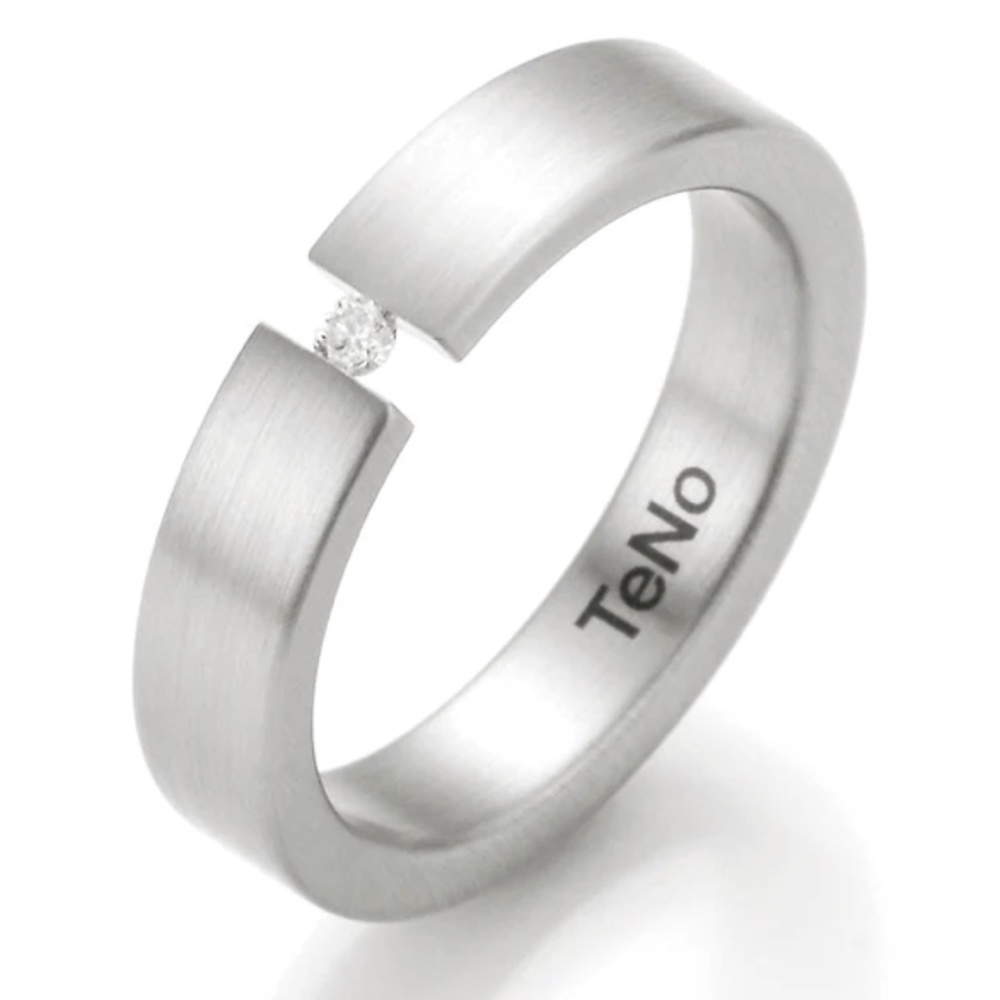 TeNo stainless steel tension set diamond ring